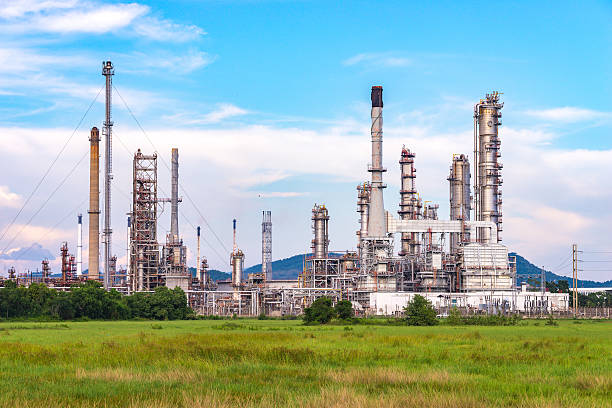 istock Oil refinery plant with blue sky 499340550