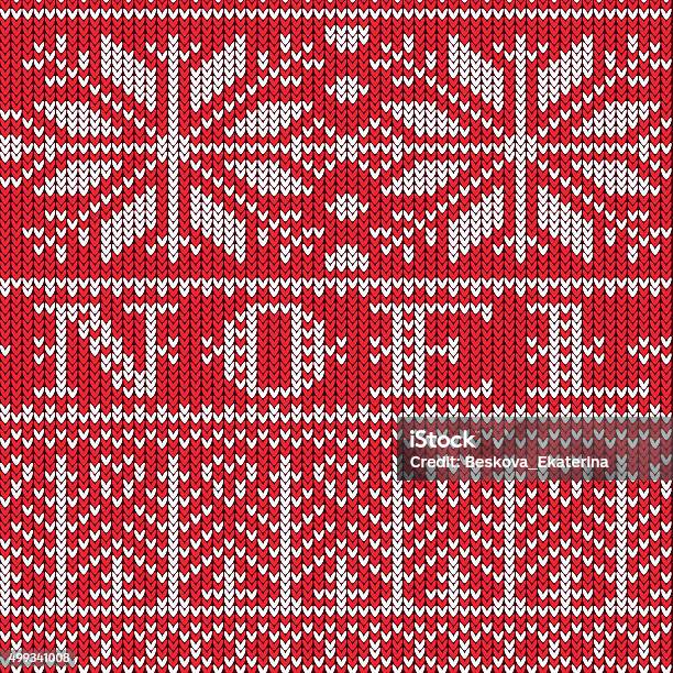 Vector Red Knitted Seamless Pattern Stock Illustration - Download Image Now - 2015, Abstract, Art And Craft