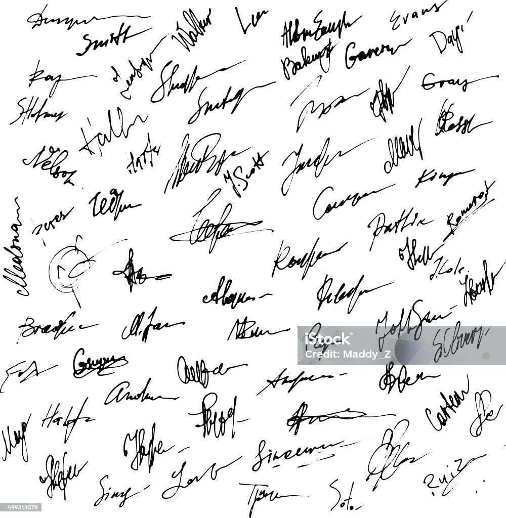 Assinaturas série. Ilustração abstrata de autógrafos de negócios. - Vetor de Assinatura royalty-free