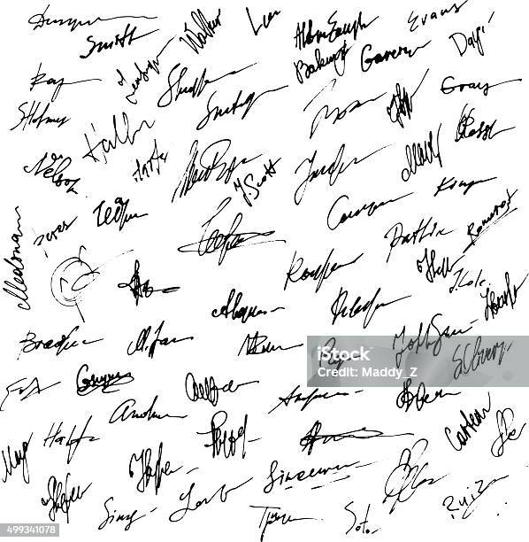 Vetores de Assinaturas Série Ilustração Abstrata De Autógrafos De Negócios e mais imagens de Assinatura