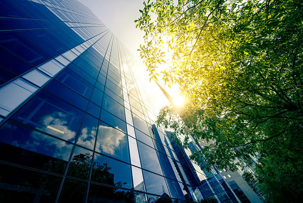 ufficio skysraper al sole - architecture bright vibrant color brilliant foto e immagini stock