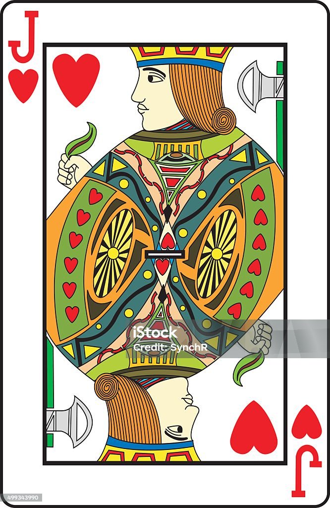 Jack of hearts playing card Jack of hearts playing card, vector illustration 2015 stock vector
