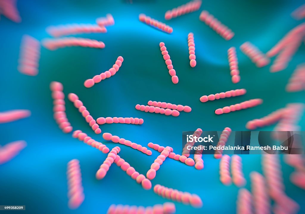 連鎖�球菌 pneumoniae 、バクテリアアートワーク - 3Dのロイヤリティフリーストックフォト