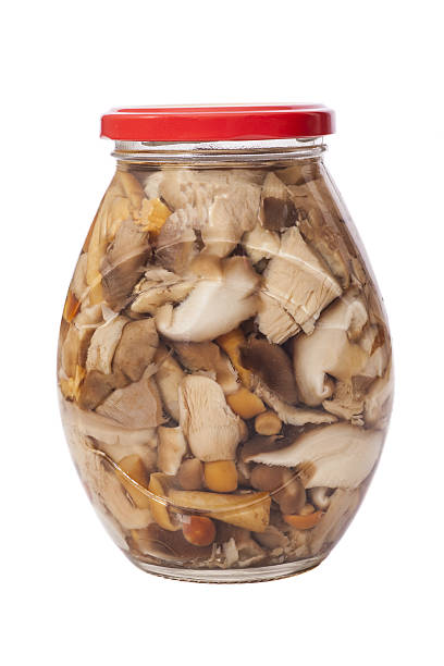 istock Glass jar of preserved mushrooms 499358367