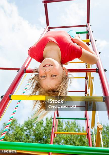 Happy Child On A Jungle Gym Stock Photo - Download Image Now - Active Lifestyle, Activity, Cheerful