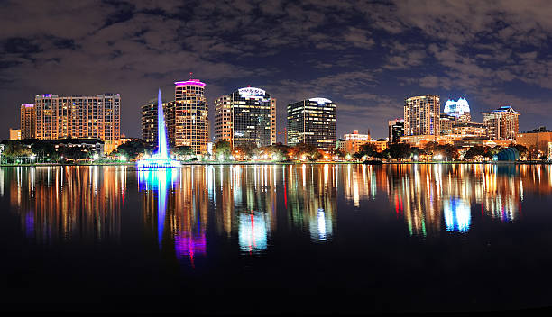 istock Panoramic night city view over Orlando Lake Eola 499359449