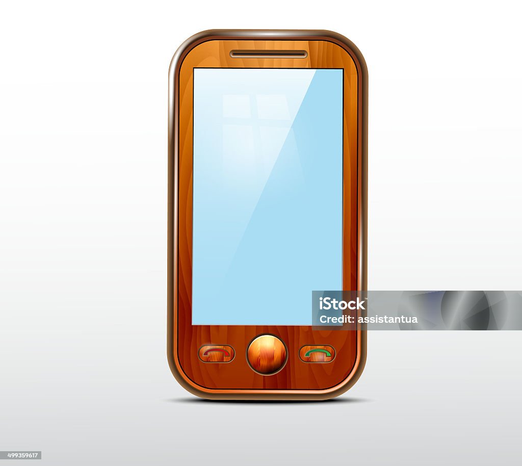 Drewniane ikona telefonu komórkowego - Zbiór ilustracji royalty-free (Abstrakcja)