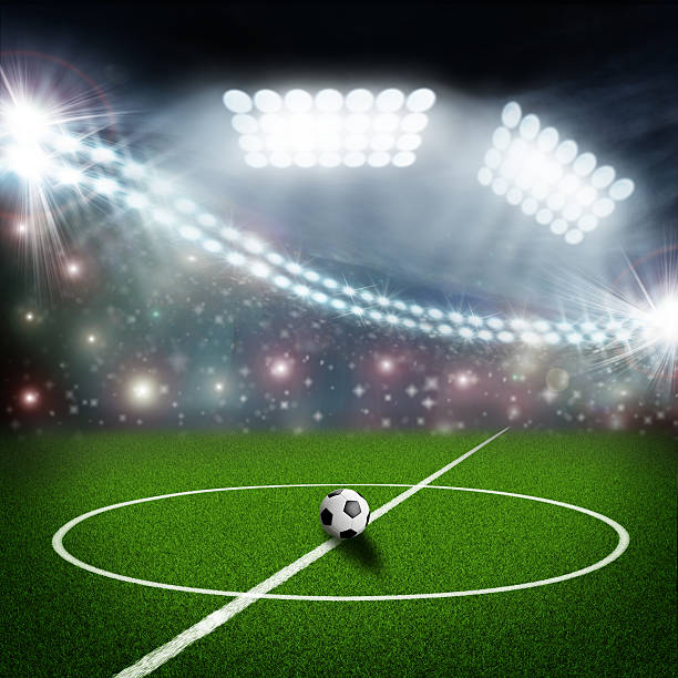 istock soccer field center and ball 499360115