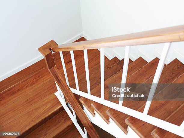 Wooden Staircase Stock Photo - Download Image Now - Architecture, Bannister, Brown
