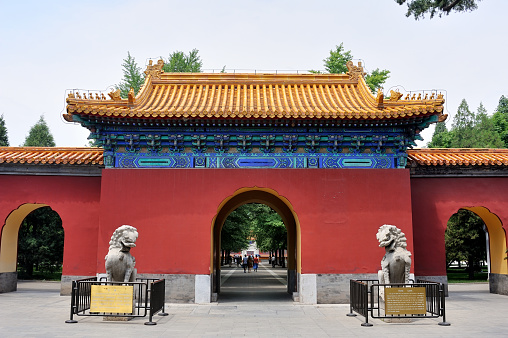 a Chinese traditional gate in Zhongshan(Sun Yat-sen) park, Beijing, China