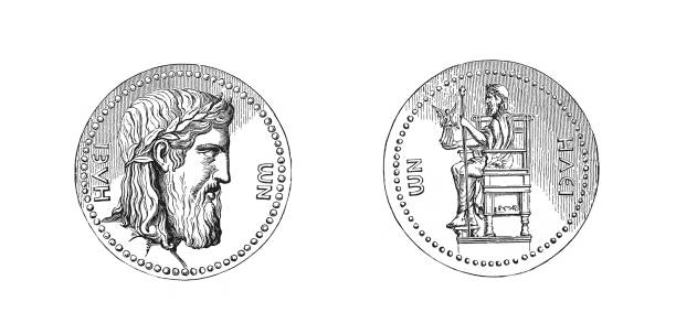 동전 of 헤이드리안 (앤틱형 조각) - coin roman ancient rome stock illustrations