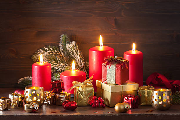 istock red and golden christmas gift boxes and decoration 499364362