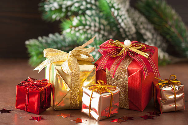 istock red and golden christmas gift boxes and decoration 499364530