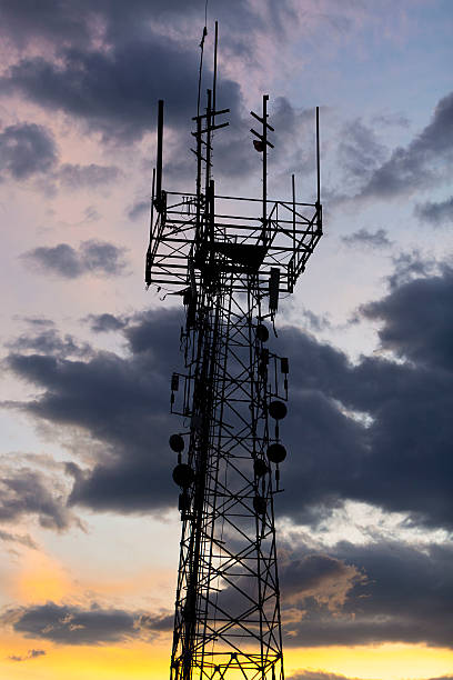 istock Telecommunication tower during sunset. Medellin, Colombia 499366082