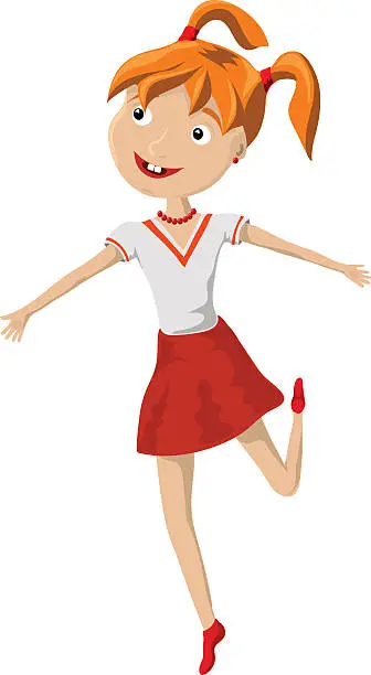 Vector illustration of Illustration of cheerful red-haired girl