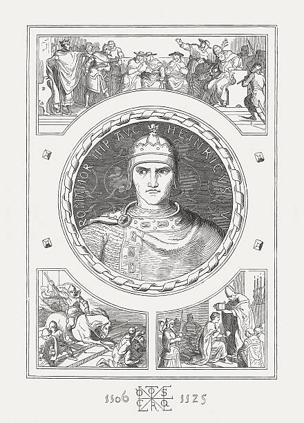 henry v, (1081/86-1125), 신성 로마 발코니가있는, 발표된 1876 - henry v stock illustrations