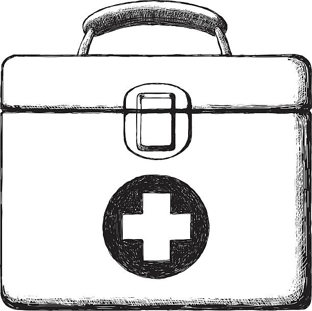 Sketch First Aid Kit Vector illustration of first aid kit. hospital drawings stock illustrations