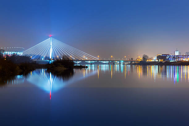 istock Panorama of Warsaw at night with reflection in Vistula river 499374554