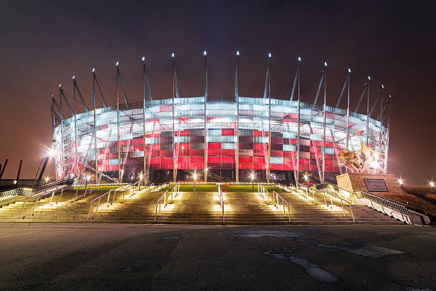Warsaw, Poland - September 12, 2013: Warsaw National Stadium. The stadium was constructed in 2011, designed for football matches, several of which were held in the framework of the European Football Championship in 2012. 
