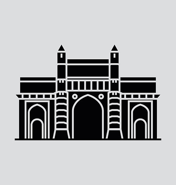 ilustraciones, imágenes clip art, dibujos animados e iconos de stock de portal de la india, ilustración vectorial sólido - india gate gateway to india mumbai