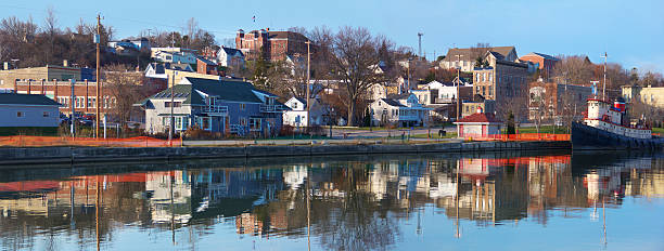 Harbor Town, Fishing Village Reflected in Water's Surface