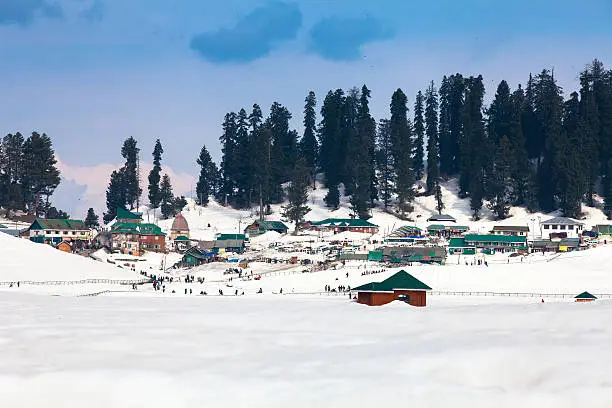 Village in the middle of Himalaya mountains (Gulmarg, Kashmir, India)