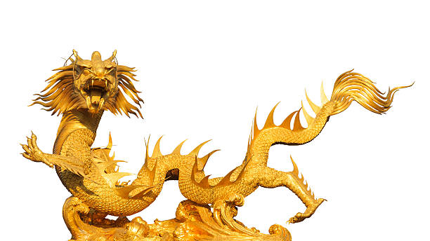 istock gold dragon isolated on white background 499378117