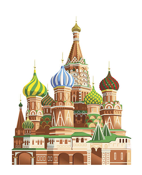 Saint Basil's cathedral - Moscow Saint Basil's cathedral in traditional crosshatch style. Eps 10 file, Freehand, CS3 and CS5 in zip. kremlin stock illustrations