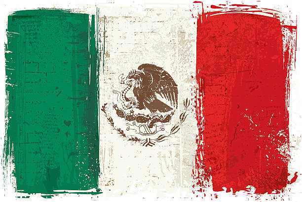 illustrazioni stock, clip art, cartoni animati e icone di tendenza di bandiera del messico su parete - flag mexican flag mexico textured