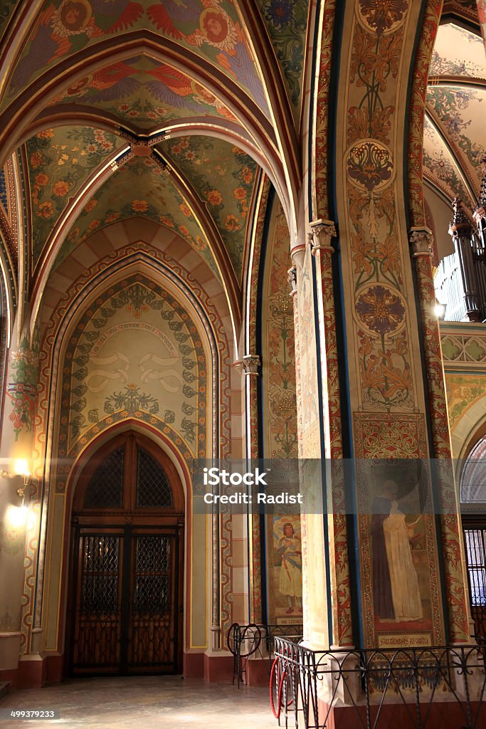 Interior of gothic revival cathedral Interior of gothic revival cathedral of St Peter and St Paul in Vysehrad fortress in Prague, Czech Republic Arch - Architectural Feature Stock Photo