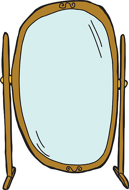 Flip Dressing Mirror Empty tall dressing mirror on isolated background vanity mirror stock illustrations