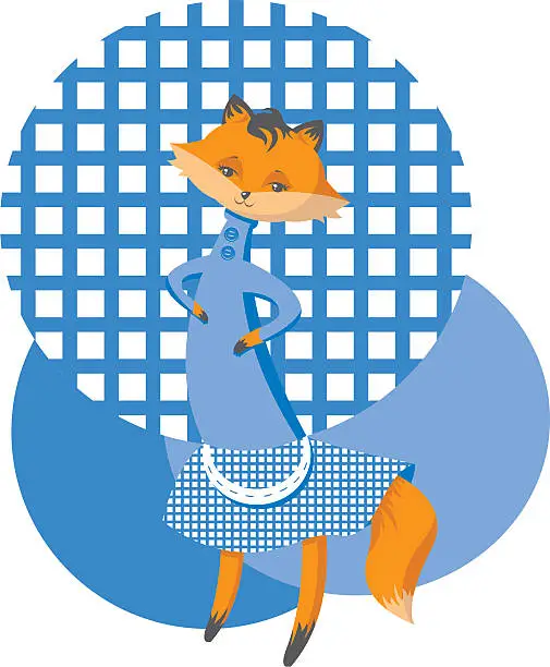 Vector illustration of Fox in a dress