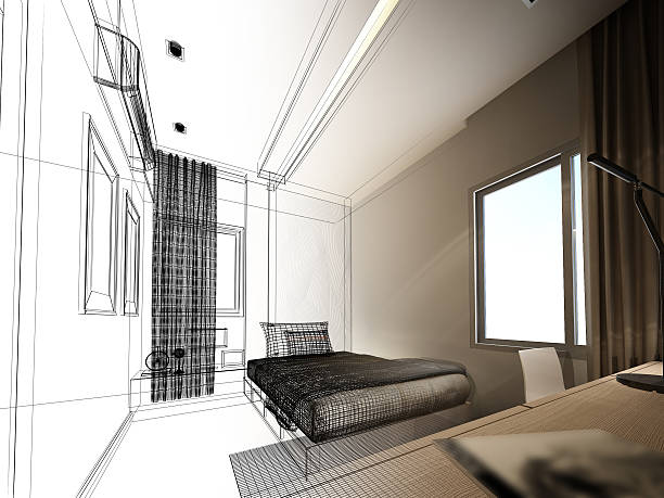 istock abstract sketch design of interior bedroom 499389140