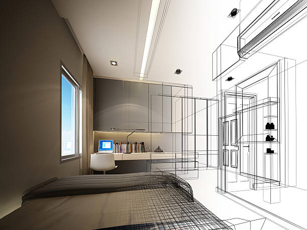 istock abstract sketch design of interior bedroom 499389238