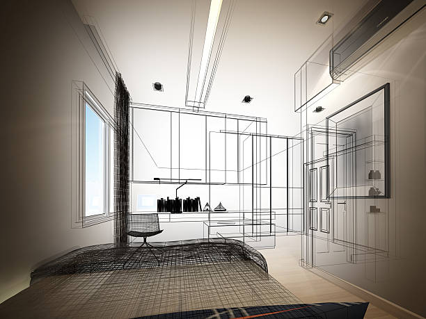 istock abstract sketch design of interior bedroom 499389282