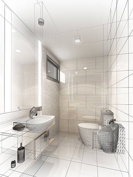 istock abstract sketch design of interior bathroom 499389792
