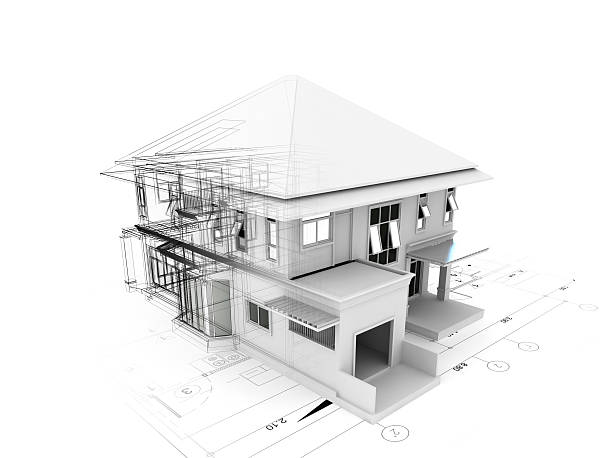 istock 3d render of house on plan 499390334