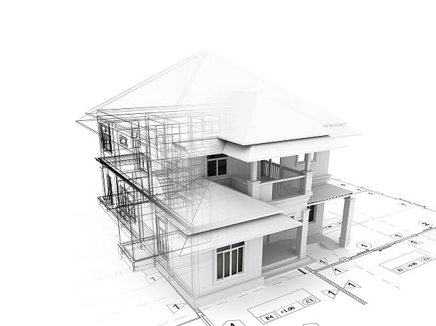 istock 3d render of house on plan 499390362