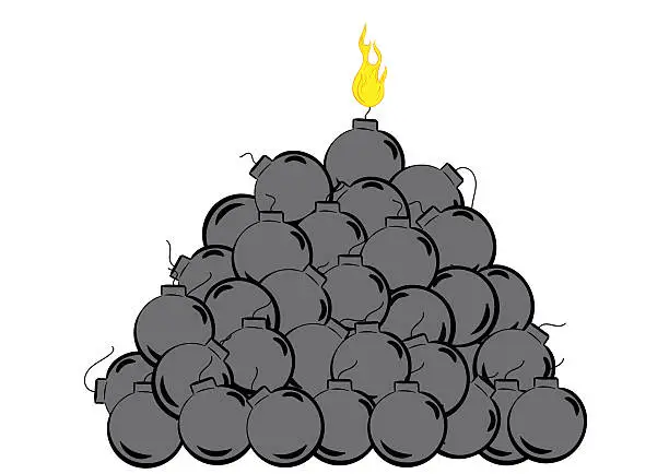 Vector illustration of Heap of bombs