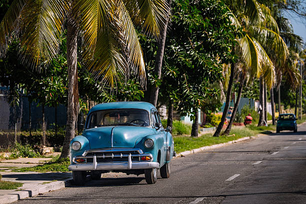 istock Blue Vintage car in Miramar 499395512