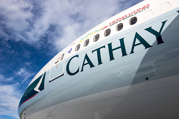 cathay pacific airways - airbus named airline horizontal airplane 뉴스 사진 이미지