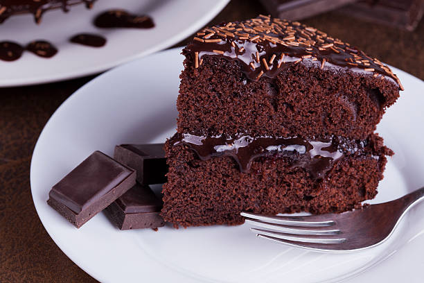 istock Luxurious Rich Chocolate  Cake on White Plate 499396764