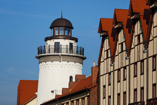 beach grass with old lighthouse