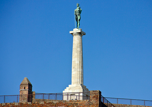 Pobednik Victor's Sculpture.  The monument in a park in Kalemegdan fortress, made in 1928, name of statue represents the Victory of Liberty.