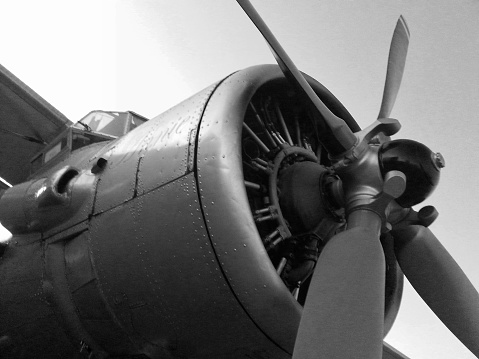 Close up of a vintage aircraft Propeller.