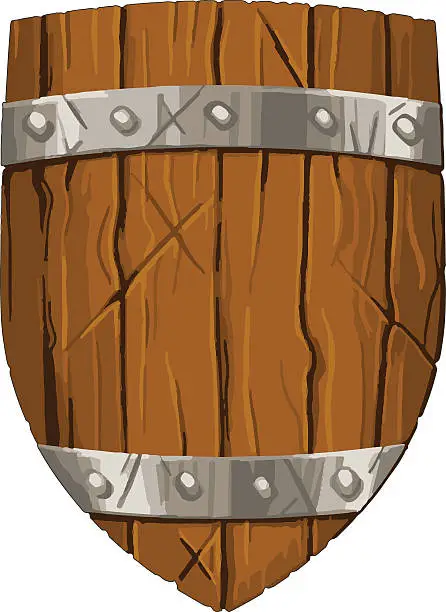 Vector illustration of wooden shield