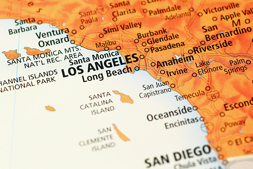 El área de Los Ángeles en un mapa photo