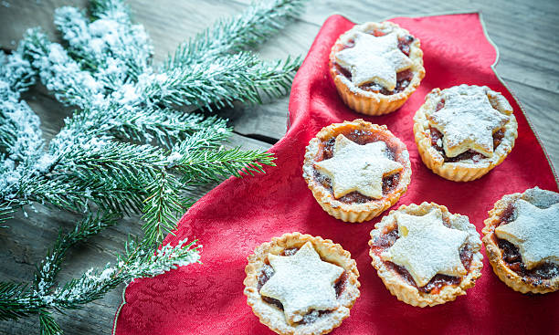 istock Mince pies with Christmas tree branch 499402474