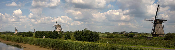 파노라마 네덜란드의 풍차 - alblasserwaard 뉴스 사진 이미지