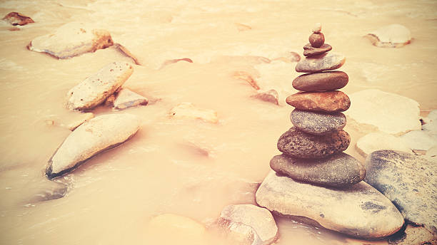 Vintage retro stylized stones, relax and meditation concept.